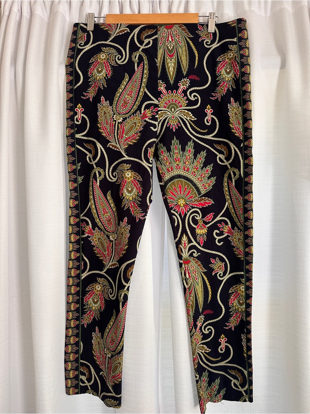 Gretchen Scott Designs Navy Paisley-Print Skinny Ponte Pants - Picture 3 of 10